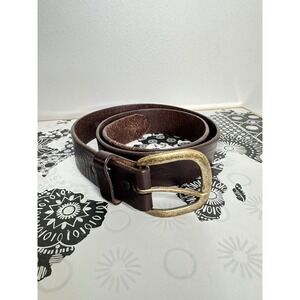 Justin Men's Dark‎ Brown Leather WorkBelt Size 36 Buckle Made in USA